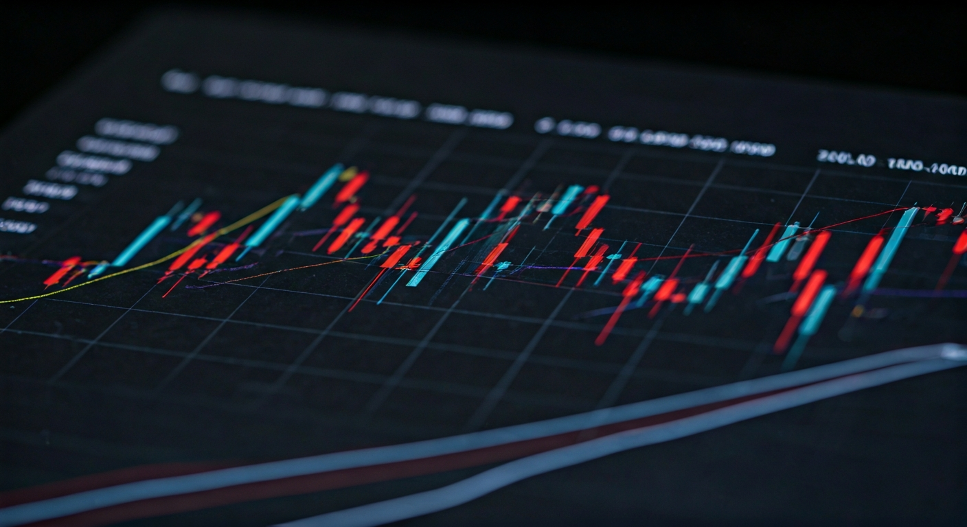 Close-up of printed candlestick charts with highlighted trendlines and annotations, showing an educational focus on visual market structure.